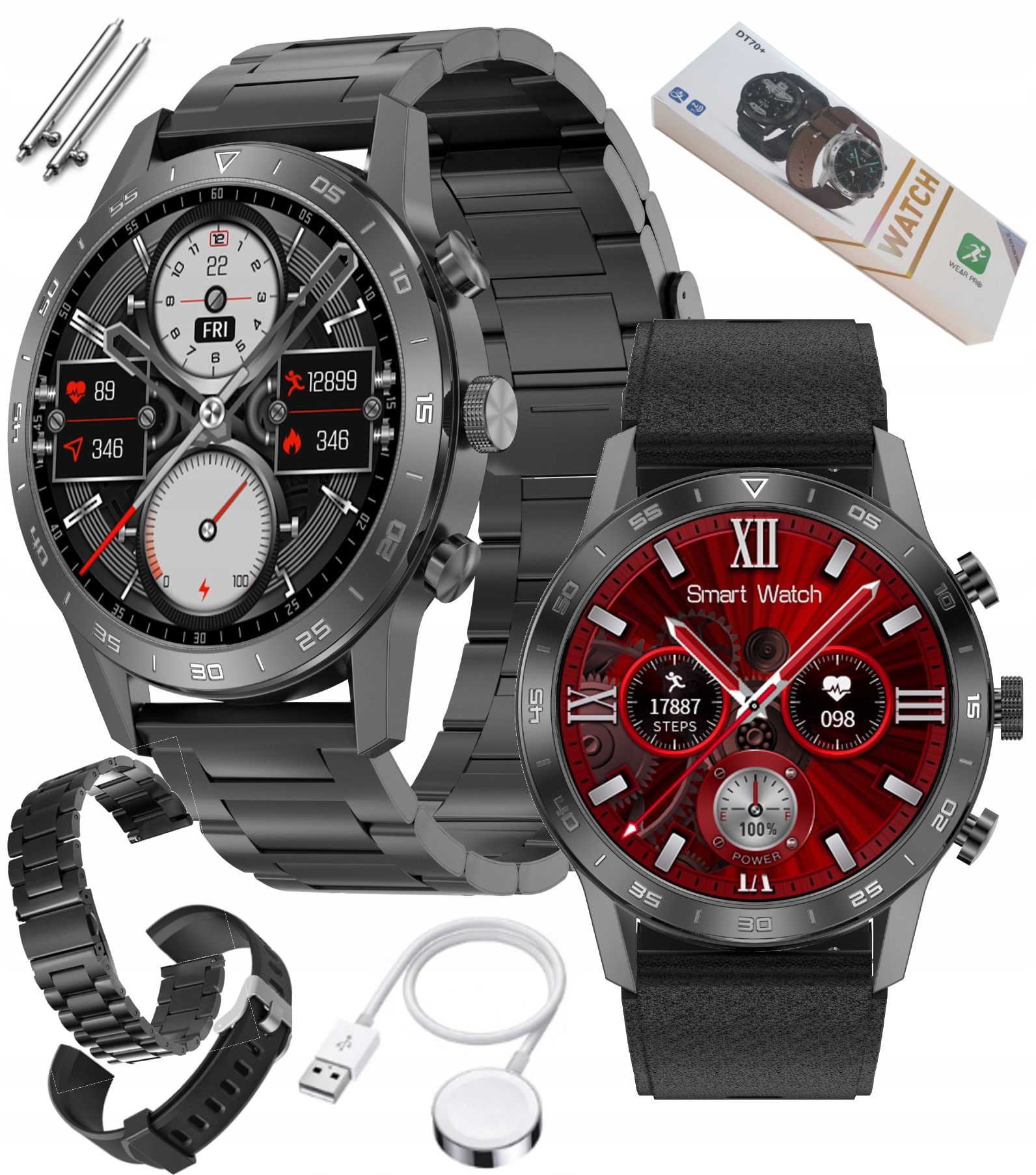 Inteligentné hodinky Senbono MWTechnology - LUX WATCH čierne + 3 ďalšie produkty